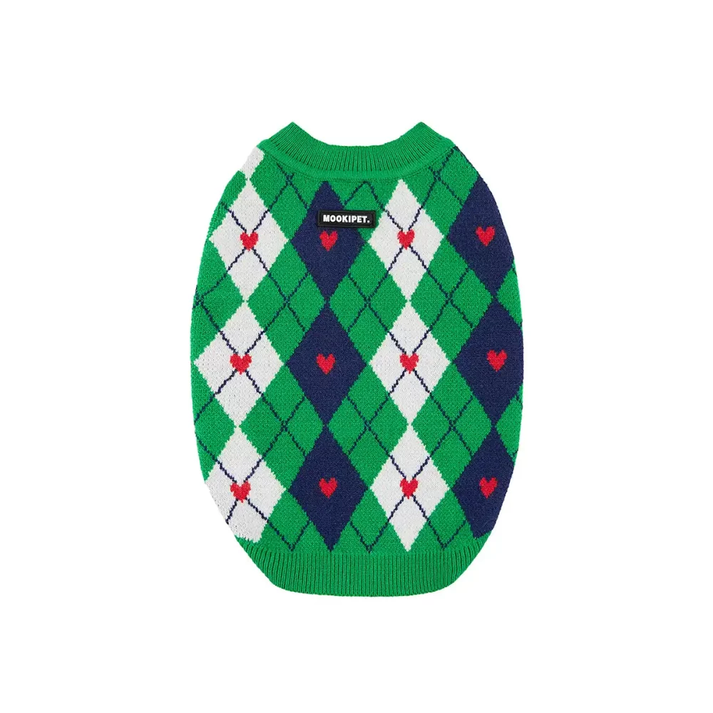 Argyle Knit Sweater Vest for Small Puppies - Green