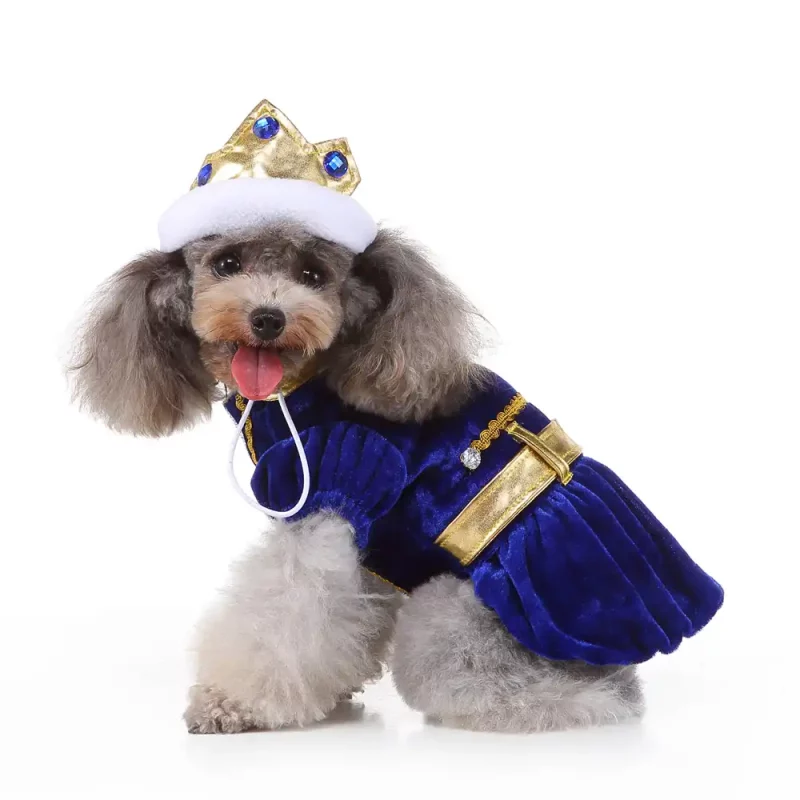 Prince Costumes with Crown Hat for Dogs