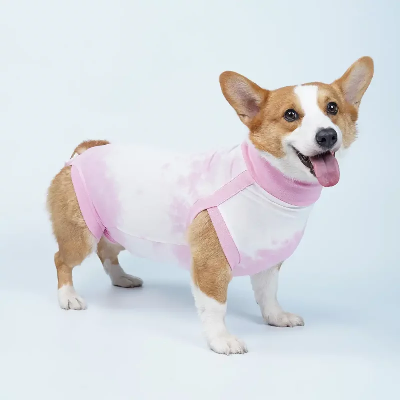 Tie-dye High-collar Pajamas for Dogs - Pink