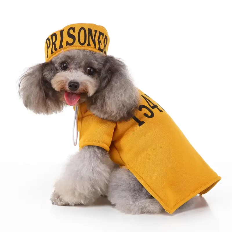 Yellow Prisoner Halloween Costume for Dogs